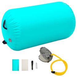 vidaXL Oppblåsbar gymnastikkrull med pumpe 100x60 cm PVC grønn