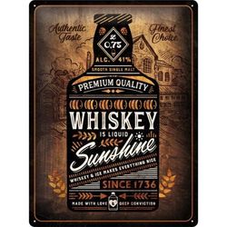 Metallskylt 30×40 cm Whiskey is liquid Sunshine
