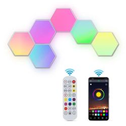 OBOSOE Hexagon LED Væglampe, 6 Moduler, RGB med Fjernbetjening og Music Sync