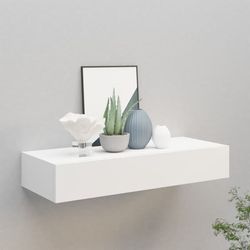 vidaXL væghylde med skuffe 60x23,5x10 cm MDF hvid - Væghylder & smalle hylder