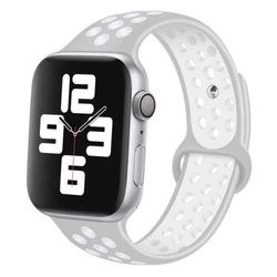 Apple Watch 42/44/45/49 kompatible armbånd silikon sportsarmbånd grå hvitt