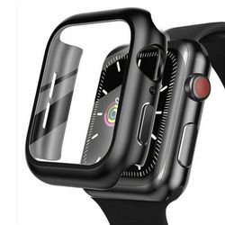 2-Pak Stødabsorberende Etui + Hærdet Glas 2-i-1 til Apple Watch 44mm - Vælg farve - SORT