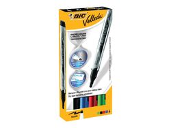 BIC VELLEDA - Markør - ikke-permanent - for whiteboard - svart, rød, blå, grønn - alkoholbasert blekk - 2.2 mm (en pakke 4)