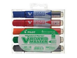 Whiteboardmarkör Pilot V-Board Master, rund, box med 5 färger