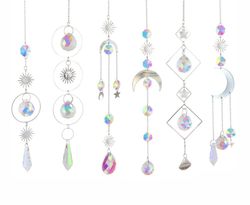 Lollanda 6-pack solfångare med kristallhänge – Vindspel som reflekterar ljus och skapar vackra ljusmönster i hemmet