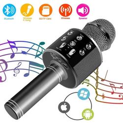 Trådlös Bluetooth Karaoke Karaoke Mikrofon, Med Högtalare För Barn Vuxna Hem Party Ktv (Svart)