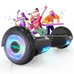 MEGA MOTION Hoverboard 6,5" svart - två hjul med Bluetooth-högtalare - med LED-lampor för barn