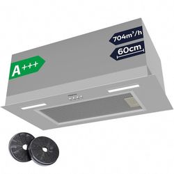 CIARRA Kolfilterfläkt 60cm A+++ 704 m³/h 60 dB(A) 3 Hastigheter Kolfilter Inkluderat Återvinning eller Utsläpp Rostfritt Stål CD6926AS