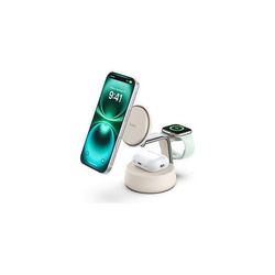 Belkin 3-i-1 Qi2 mobilladdare, 25W, USB-C-kabel och nätadapter ingår, sable