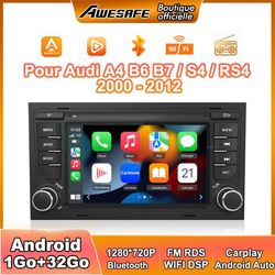 AWESAFE Autoradio Android 13 för Audi A4 B6 B7/S4/RS4 (2000-2012) 1Go+32Go med 7'' Pekskärm med GPS Carplay Android Auto