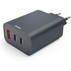 Snabbtillverkare - HAMA - 2 USB-C, 1 USB-A - 65 W - Power Delivery - Antracit