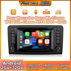 AWESAFE Bilradio Android 13 för Mercedes Benz ML-Klass W164/GL-Klass X164 (2005-2012) 2Go+32Go 8'' Skärm Carplay Android Auto