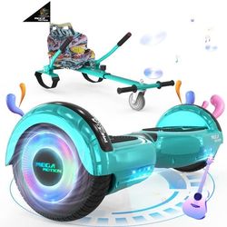 MEGA MOTION Green Hoverboard och Green Kart Pack, 2 hjul Hoverboard 6,5" LED-lampor med Bluetooth-högtalare