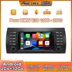 AWESAFE Autoradio Android 13 för BMW E39 (1996-2003) 2Go+32Go med 7'' Pekskärm GPS Carplay Android Auto Bluetooth