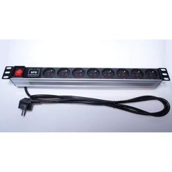 PremiumCord Strömfördelningsenhet 1U 19-tums Rackkabel, 8 x 230 V, 2 m Överspänningsskydd - PDU-F10G08S/SURGE