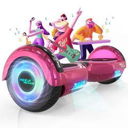 MEGA MOTION Hoverboard 6,5" Rosa - Bluetooth-högtalare - med LED-lampor för barn