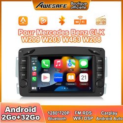 AWESAFE Autoradio Android 13 för Mercedes Benz CLK W209 W203 W463 W208 2Go+32Go med 7'' Skärm Android Auto Carplay