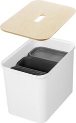SmartStore Collect - sorteringssæt med trælåg, 76 L, hvid