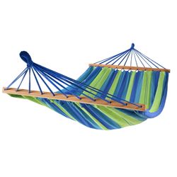 Hængekøje 2 personer XL 220 x 160 cm - Tværstang - Blå & Grøn