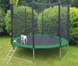 244cm GS-godkendt grøn & sort trampolin med sikkerhedsnet - Perfekt til familiehygge