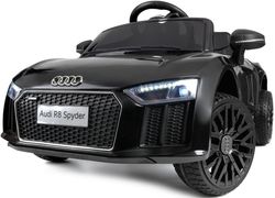 Audi R8 Spyder Elektrisk Børnebil - Sort, Fjernbetjening, Ægte Motorklang