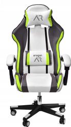 Ergonomisk gamingstol vit-grå-lime ekoläder kontorsstol