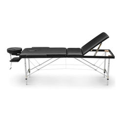 Massagebänk - hopfällbar - 3 sektioner - aluminium - svart