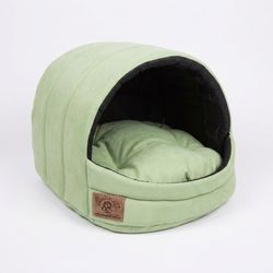 Hundsäng XS - liten hund - låda - hundkorg - 39 x 40 x 34 cm - mattgrön - hundsäng - husdjurssäng