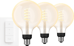 Philips Hue Filament White Ambiance Globe XL 3-pack + dimmer