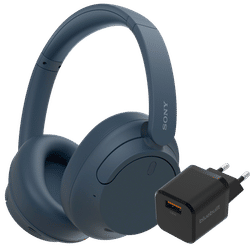 Sony WH-CH720N Blauw + BlueBuilt Quick Charge Oplader met Usb A Poort 18W Zwart