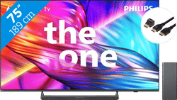 Philips The One 75PUS8909 - Ambilight (2024) + Soundbar + Hdmi kabel