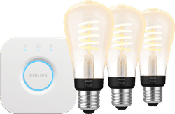 Philips Hue Filament White Ambiance Edison 3-Pack + Bridge