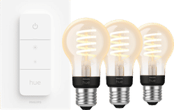 Philips Hue Filament White Ambiance Standaard 3-pack + dimmer