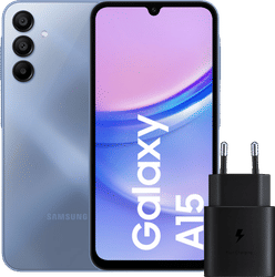 Samsung Galaxy A15 128GB Blauw 4G + Samsung Oplader 25 Watt Zwart