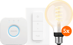 Philips Hue Filament White Ambiance Globe 5-Pack Startpakket