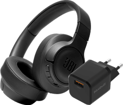 JBL Tune 760NC Zwart + BlueBuilt Quick Charge Oplader met Usb A Poort 18W Zwart