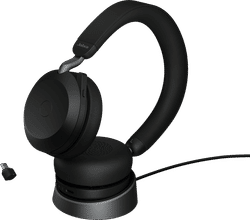 Jabra Evolve2 75 USB C Draadloze Office Headset met oplaadstandaard Zwart
