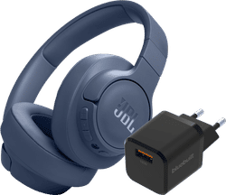 JBL Tune 770NC Blauw + BlueBuilt Quick Charge Oplader met Usb A Poort 18W Zwart