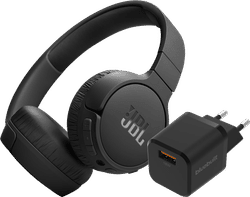 JBL Tune 670NC Zwart + BlueBuilt Quick Charge Oplader met Usb A Poort 18W Zwart