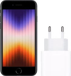 Apple iPhone SE 3 128GB Zwart + Apple Usb C Oplader 20W
