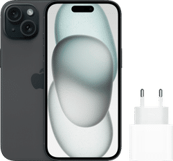 Apple iPhone 15 128GB Zwart + Apple Usb C Oplader 20W