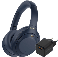 Sony WH-1000XM4 Blauw + BlueBuilt Quick Charge Oplader met Usb A Poort 18W Zwart