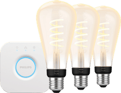 Philips Hue Filament White Ambiance Edison XL 3-Pack + Bridge
