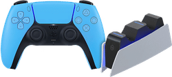 Sony PlayStation 5 DualSense draadloze controller Starlight Blue + BlueBuilt oplaadstation