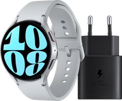 Samsung Galaxy Watch 6 Zilver 44mm + Samsung Oplader