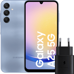 Samsung Galaxy A25 128GB Blauw 5G + Samsung Oplader 25 Watt Zwart