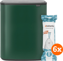 Brabantia Bo Touch Bin 2 x 30 Liter Pine Green + Vuilniszakken (120 stuks)