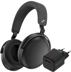 Sennheiser Momentum 4 Wireless Zwart + BlueBuilt Quick Charge Oplader met Usb A Poort 18W