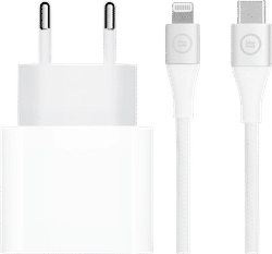 Apple Power Delivery Oplader 20W + BlueBuilt Lightning Kabel 3m Nylon Wit