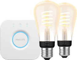 Philips Hue Filament White Ambiance Edison 2-Pack + Bridge